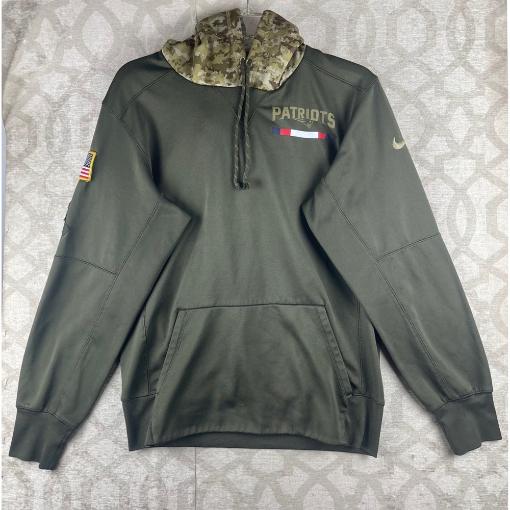 Nike Patriots Salute to Service Men S Olive Green Hoodie Camo NFL Dri-FIT